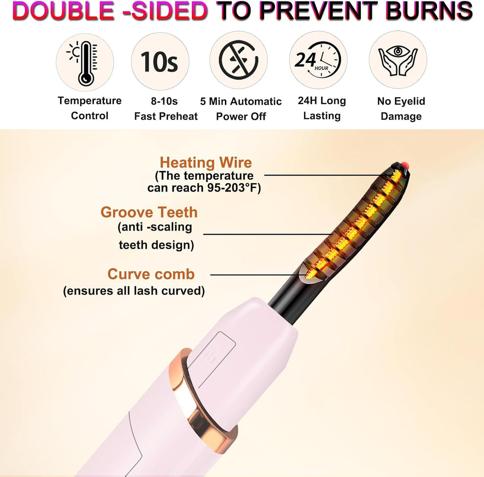Heated Eyelash Curler-4 Temp Modes 65°-95°C LED Display, Electric Eye ...